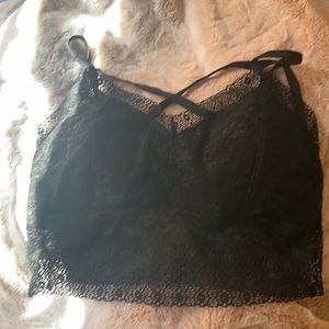 Lace black bandeau with crosses in the front